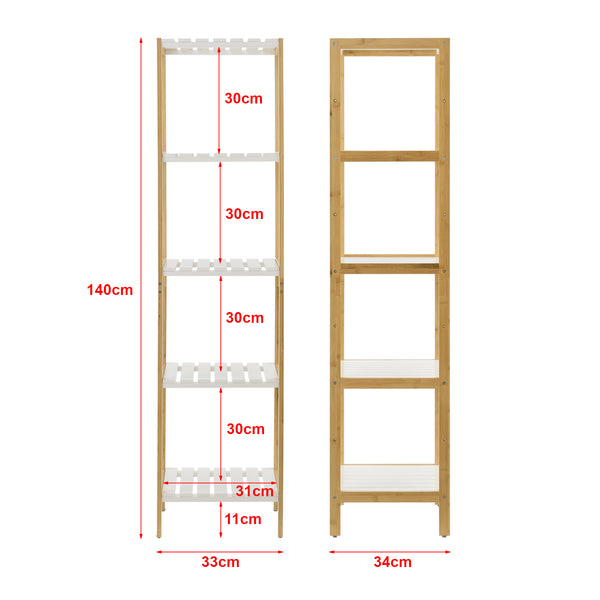 Estantería de baño Balsfjord con 3-4-5 estantes en varios tamaños Bambú [en.casa]