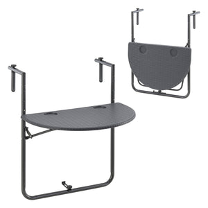 Mesa colgante de balcón Cicala 84x60x64 cm semicircular acero gris oscuro [en.casa] - premiumXL