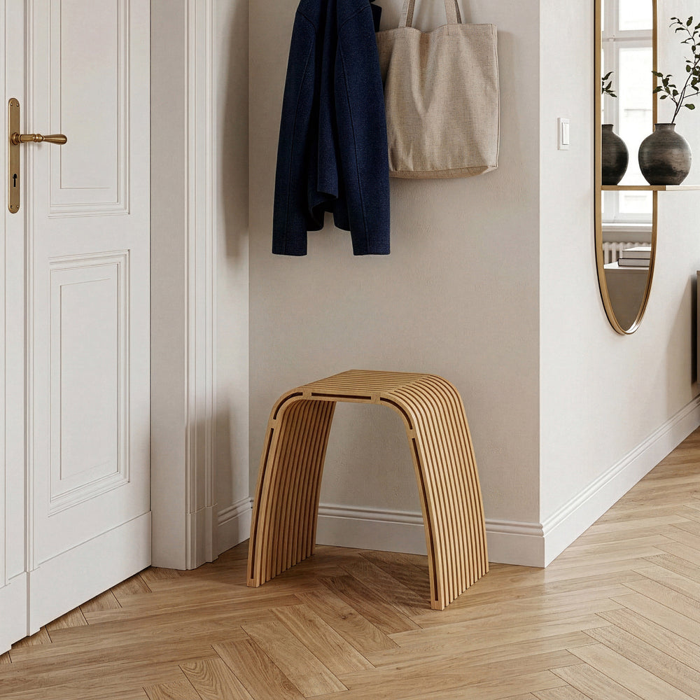 Taburete baño Jysa banco bambú 45x50x31cm - Natural [en.casa]