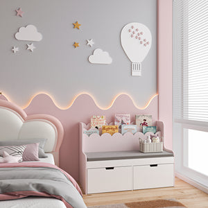 Banco infantil con estante Vestnes 100x45x70 cm Cotton Candy/Blanco [en.casa] - premiumXL