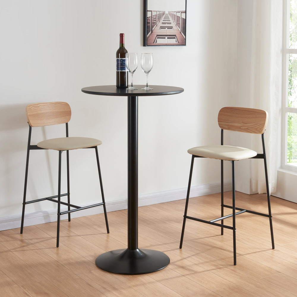 Taburete de bar Jyväskylä juego de 2 89x40x45 cm beige [en.casa] - premiumXL