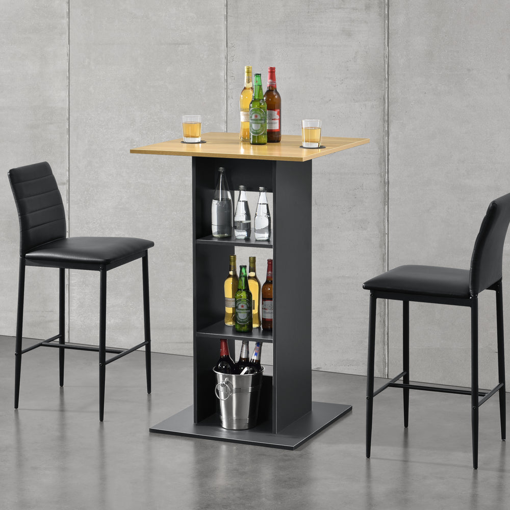 Mesa de bar Visby 110x70x70 cm con 3 estantes en.casa - premiumXL