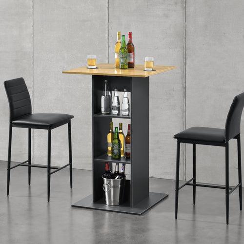 Mesa de bar Visby 110x70x70 cm con 3 estantes en.casa - premiumXL