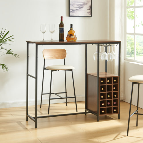 Mesa de bar Trøndelag 120x40x105 cm con botellero para 15 botellas [en.casa] - premiumXL