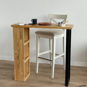 Mesa alta Nørager con estantería de madera de pino [en.casa]