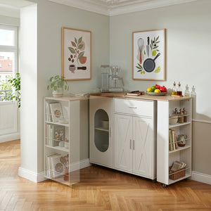 Mesa de comedor extensible Kudebola 115x40x94 cm aspecto roble/blanco [en.casa]