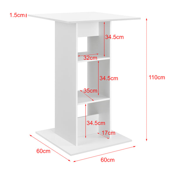 Mesa de bar Visby 110x70x70 cm con 3 estantes en.casa