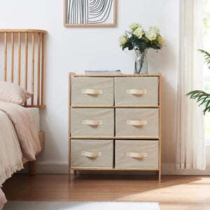 Cómoda Maldon con cajones de tela Natural/Beige [en.casa]