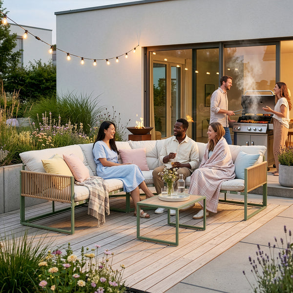 Conjunto de muebles de jardín Karg mesa y sofá modular [casa.pro]