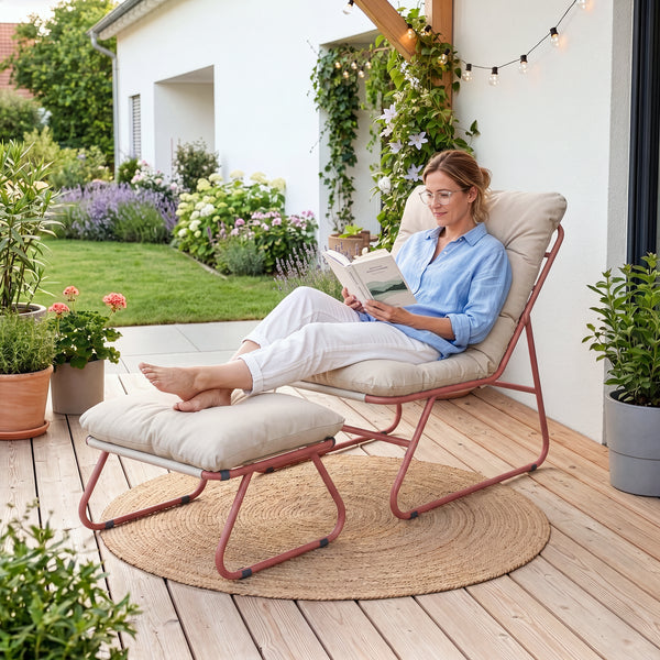 Conjunto de muebles de jardín Malmö sillón con reposapiés [casa.pro]