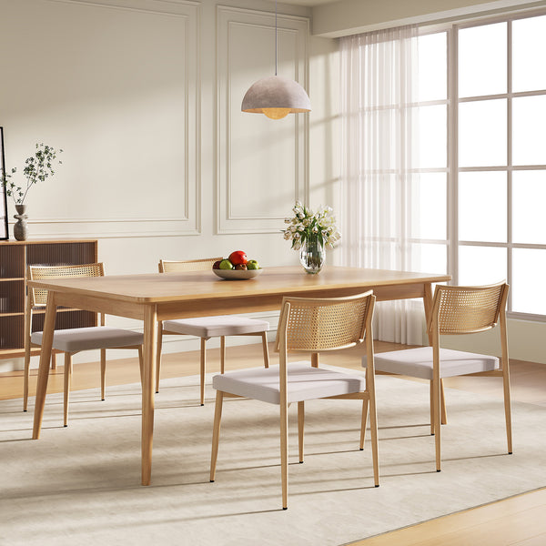 Conjunto de sillas de comedor Jördfjok textil con aspecto de ratán/beige [en.casa]