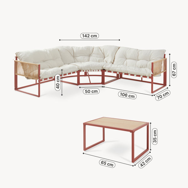 Conjunto de muebles de jardín Karg mesa y sofá modular [casa.pro]