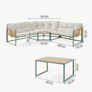 Conjunto de muebles de jardín Karg mesa y sofá modular [casa.pro]
