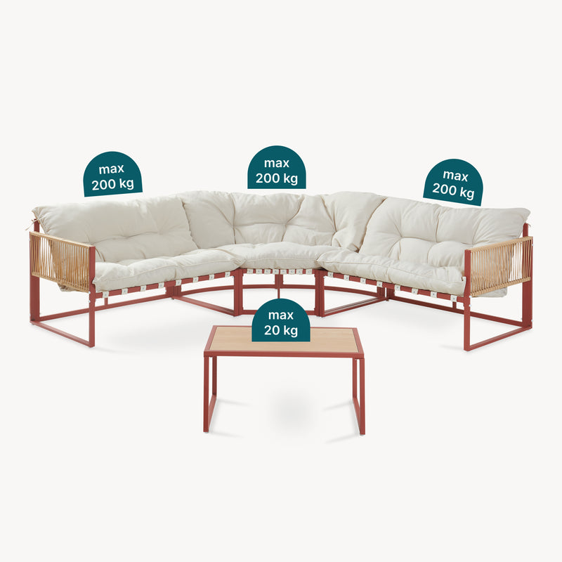 Esquema acotado Conjunto de muebles de jardín Karg mesa y sofá modular [casa.pro]