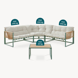 Conjunto de muebles de jardín Karg mesa y sofá modular [casa.pro]