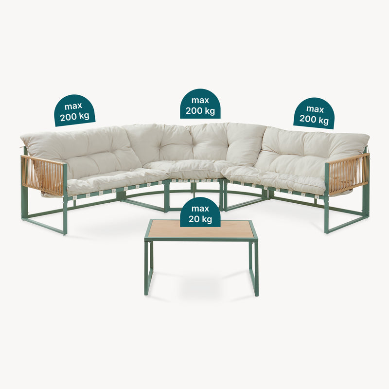 Esquema acotado Conjunto de muebles de jardín Karg mesa y sofá modular [casa.pro]