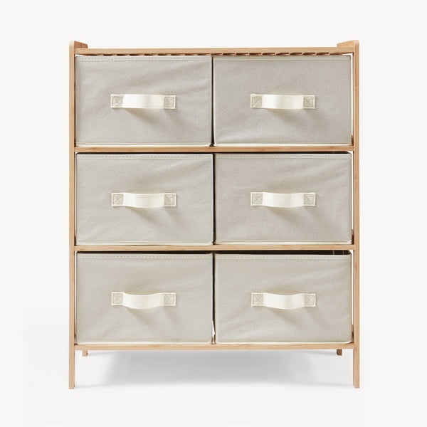 Cómoda Maldon con cajones de tela Natural/Beige [en.casa]