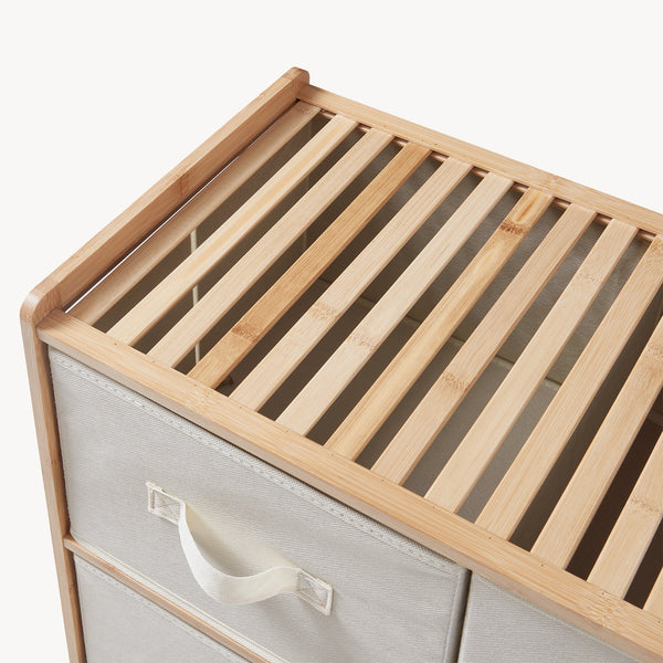 Cómoda Maldon con cajones de tela Natural/Beige [en.casa]