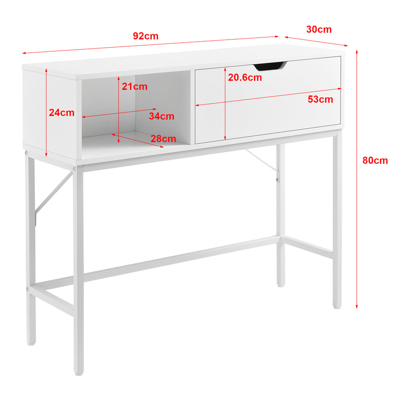 Esquema acotado Mesa consola Tranemo 92x30x80cm en varios colores [en.casa]