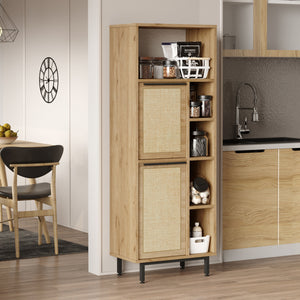 Armario de cocina Kvænangen aspecto roble/aspecto ratán [en.casa]