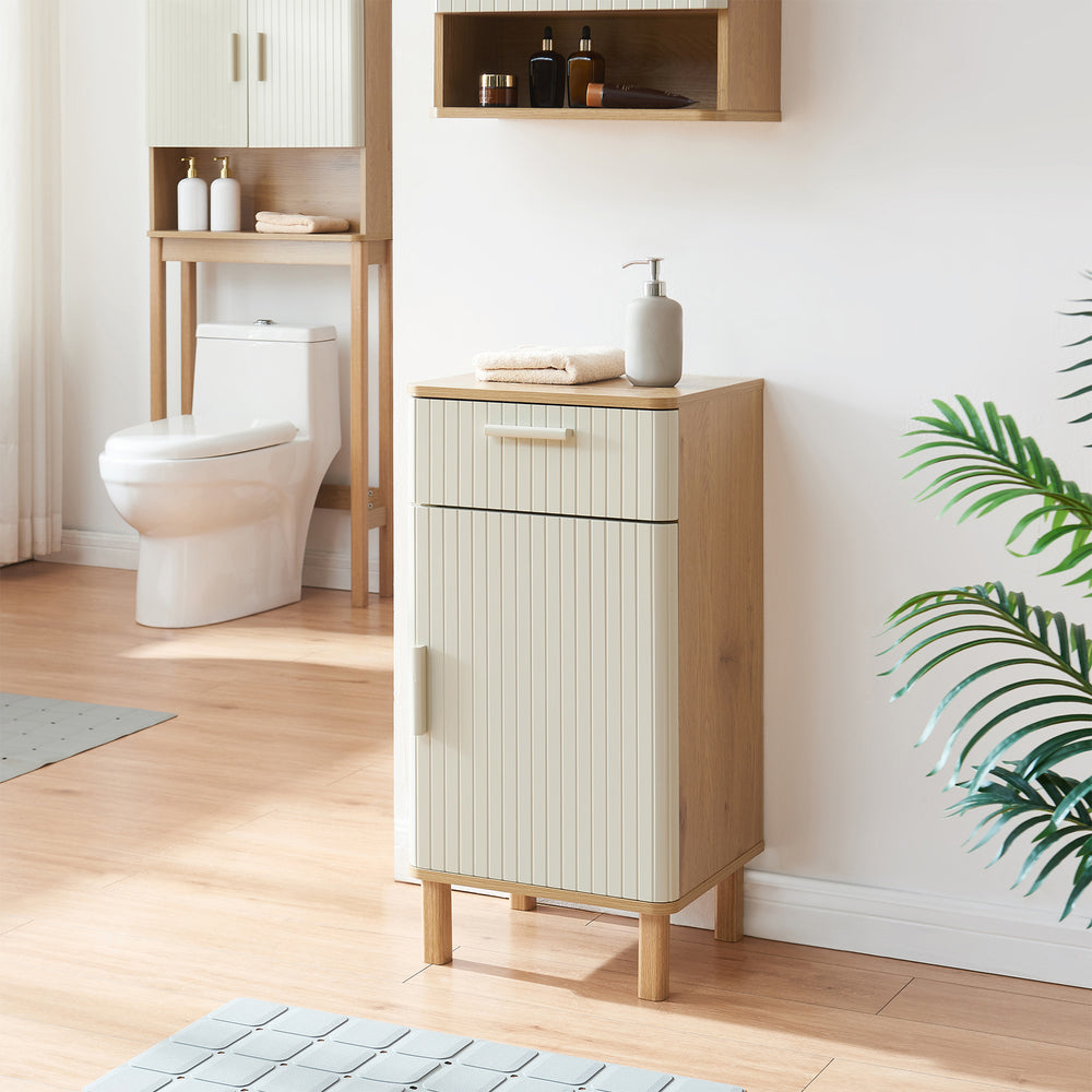 Armario de baño Ferrersp 80x40x35 cm aspecto roble/color arena [en.casa]