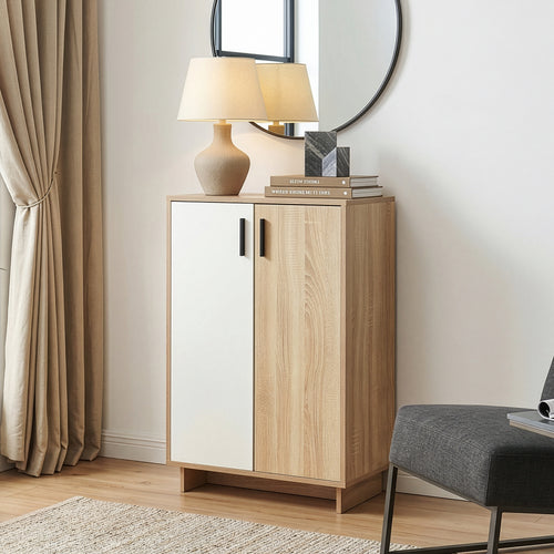 Armario auxiliar Kenta 90x60x35 cm aspecto roble Sonoma/blanco [en.casa]