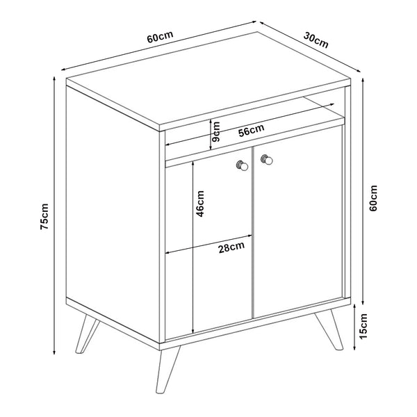 Armario auxiliar Malung 75x60x30cm en varios colores [en.casa]