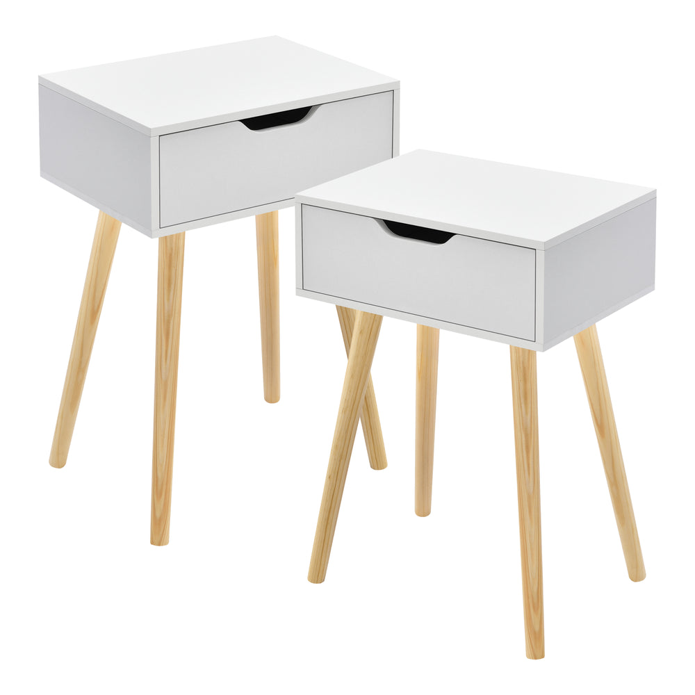 Conjunto de 2 mesitas auxiliares Östersund con cajón 60x40x30 cm - [en.casa]