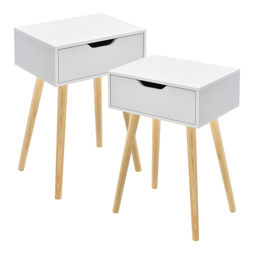 Conjunto de 2 mesitas auxiliares Östersund con cajón 60x40x30 cm - [en.casa]