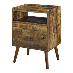 Mesa auxiliar Olofström 66x45x35cm con compartimento de armario Tono de madera oscura en.casa