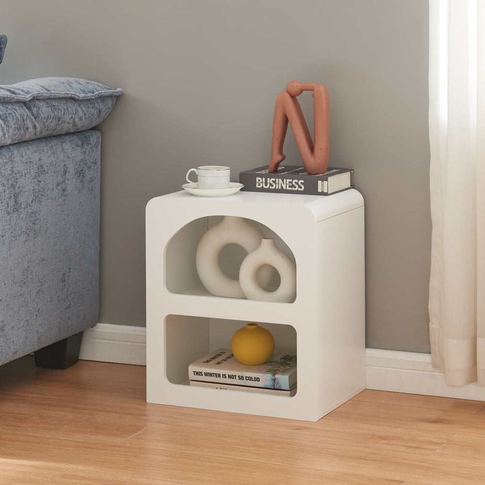 Mesa auxiliar Vågå 45x40x30 cm blanco [en.casa] - premiumXL