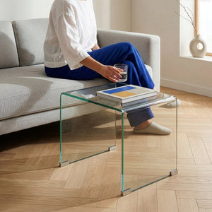 Mesa auxiliar Varlofrek de vidrio 50x50x50 cm [en.casa]