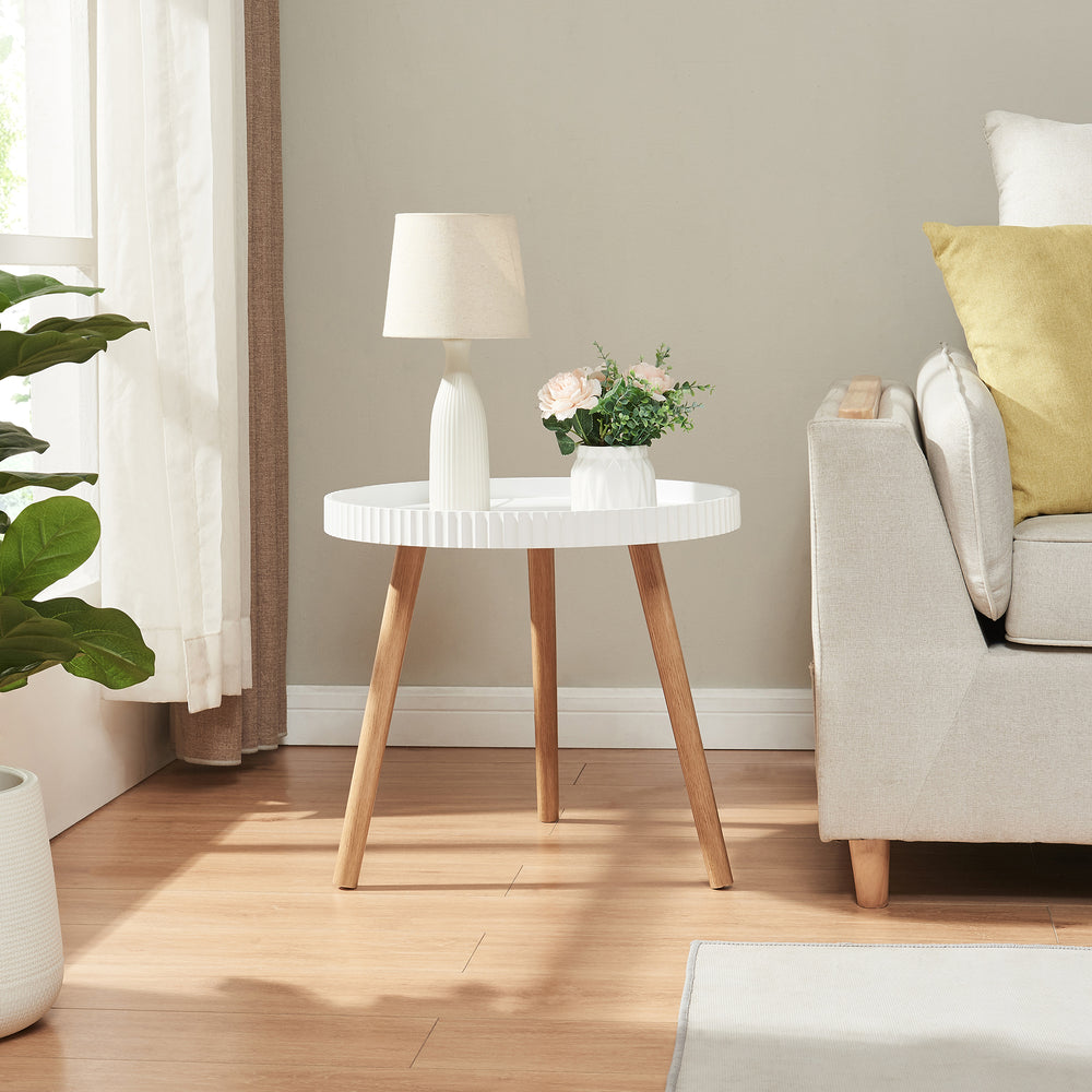 Mesa auxiliar Bongard Ø50x45 cm blanco [en.casa] - premiumXL