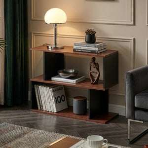 Mesa auxiliar Trond 80x29x60 cm Negro/Aspecto nogal [en.casa]
