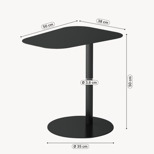 Mesa auxiliar Nastätten trapezoidal interior/exterior metal 50x50x38cm [en.casa]