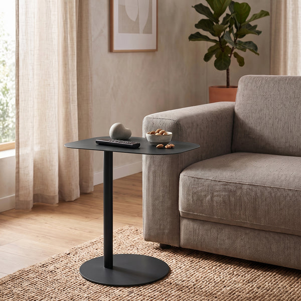 Mesa auxiliar Nastätten trapezoidal interior/exterior metal 50x50x38cm [en.casa]