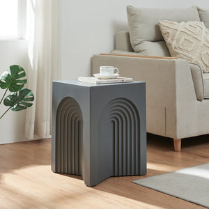 Mesa auxiliar Elverumn diseño arqueado MDF 45x35x35 cm - mate [en.casa]