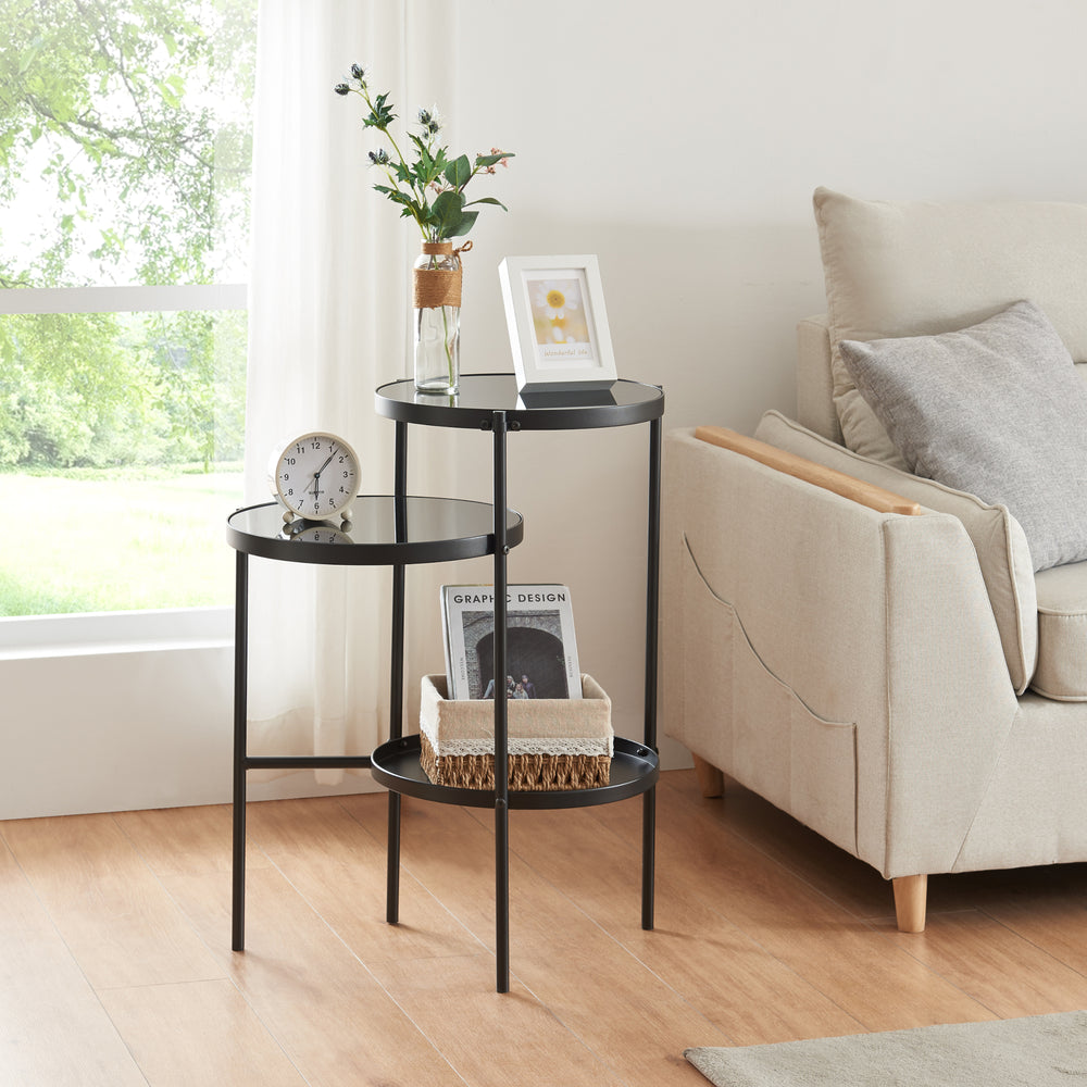 Mesa auxiliar Mölndal con 3 estantes negro [en.casa] - premiumXL