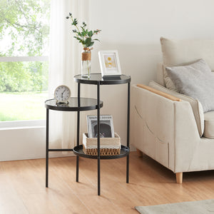 Mesa auxiliar Mölndal con 3 estantes negro [en.casa] - premiumXL