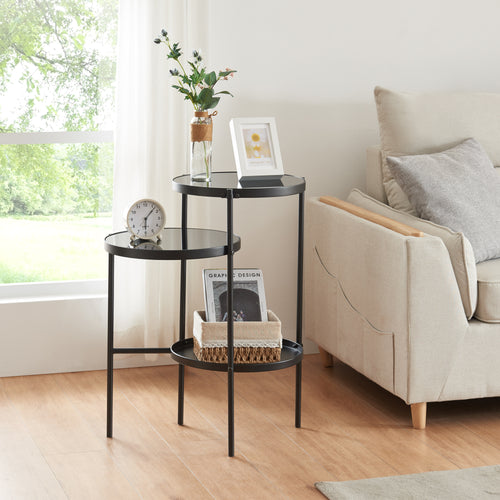 Mesa auxiliar Mölndal con 3 estantes negro [en.casa] - premiumXL