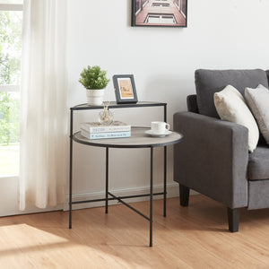 Mesa auxiliar Fyresdal negro/roble - aspecto [en.casa] - premiumXL