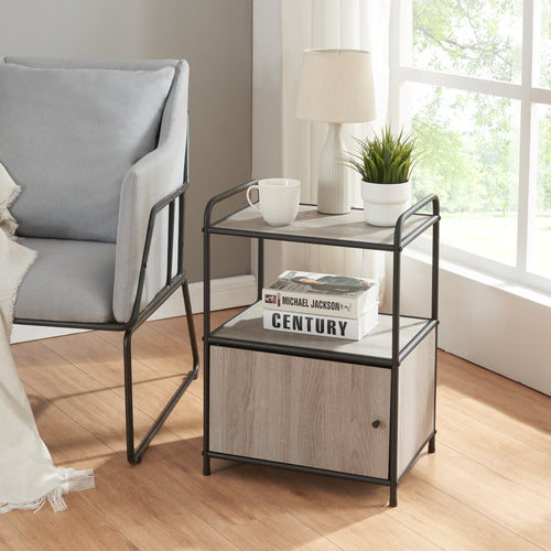 Mesa auxiliar Gulen negro/roble - aspecto [en.casa] - premiumXL