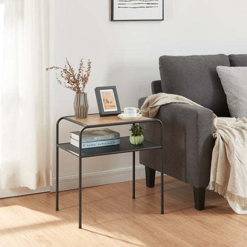 Mesa auxiliar Krødsherad 55x51x36cm negro/roble [en.casa] - premiumXL