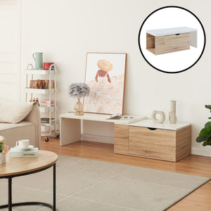Mesa auxiliar Österåker 100x47,5x40 cm aspecto madera/blanco [en.casa] - premiumXL