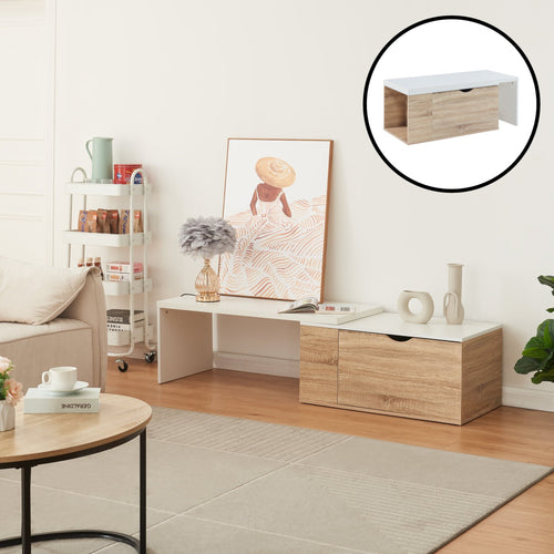 Mesa auxiliar Österåker 100x47,5x40 cm aspecto madera/blanco [en.casa] - premiumXL