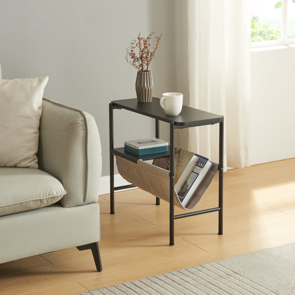 Mesa auxiliar Samnanger 60x28x53cm negro [en.casa] - premiumXL