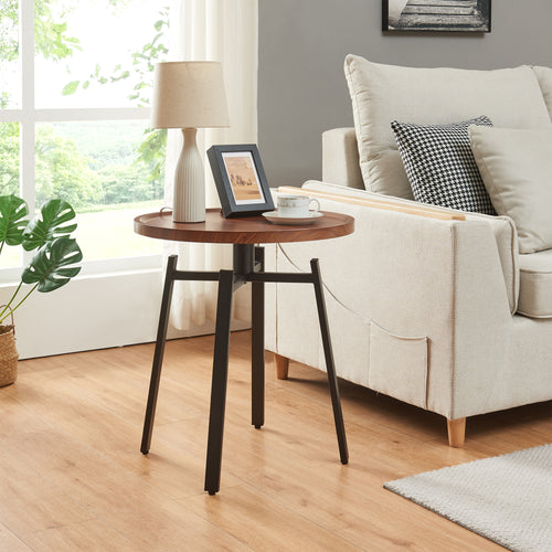 Mesa auxiliar Mippeena 54xØ50 cm negro/nogal [en.casa] - premiumXL