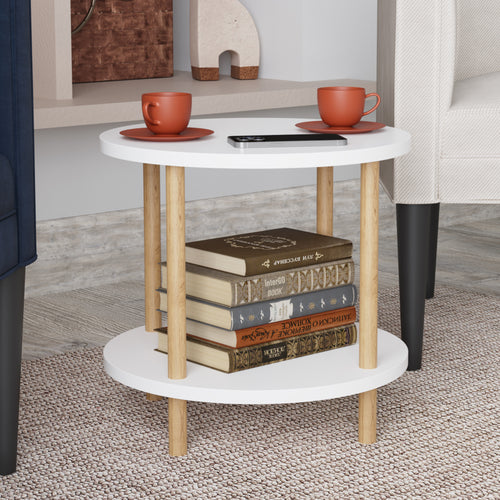 Mesa auxiliar Ves con estante 49xØ42 cm - [en.casa]