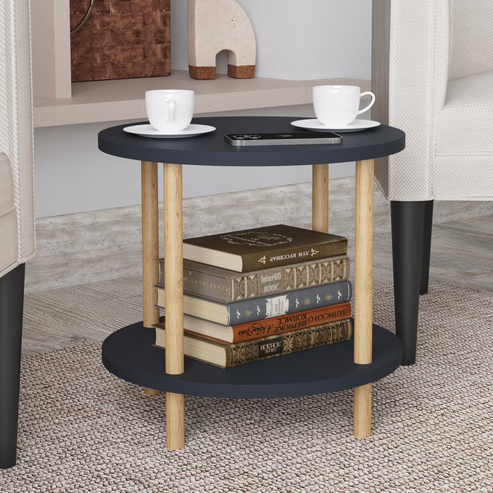 Mesa auxiliar Ves con estante 49xØ42 cm - [en.casa]