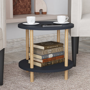 Mesa auxiliar Ves con estante 49xØ42 cm - [en.casa]